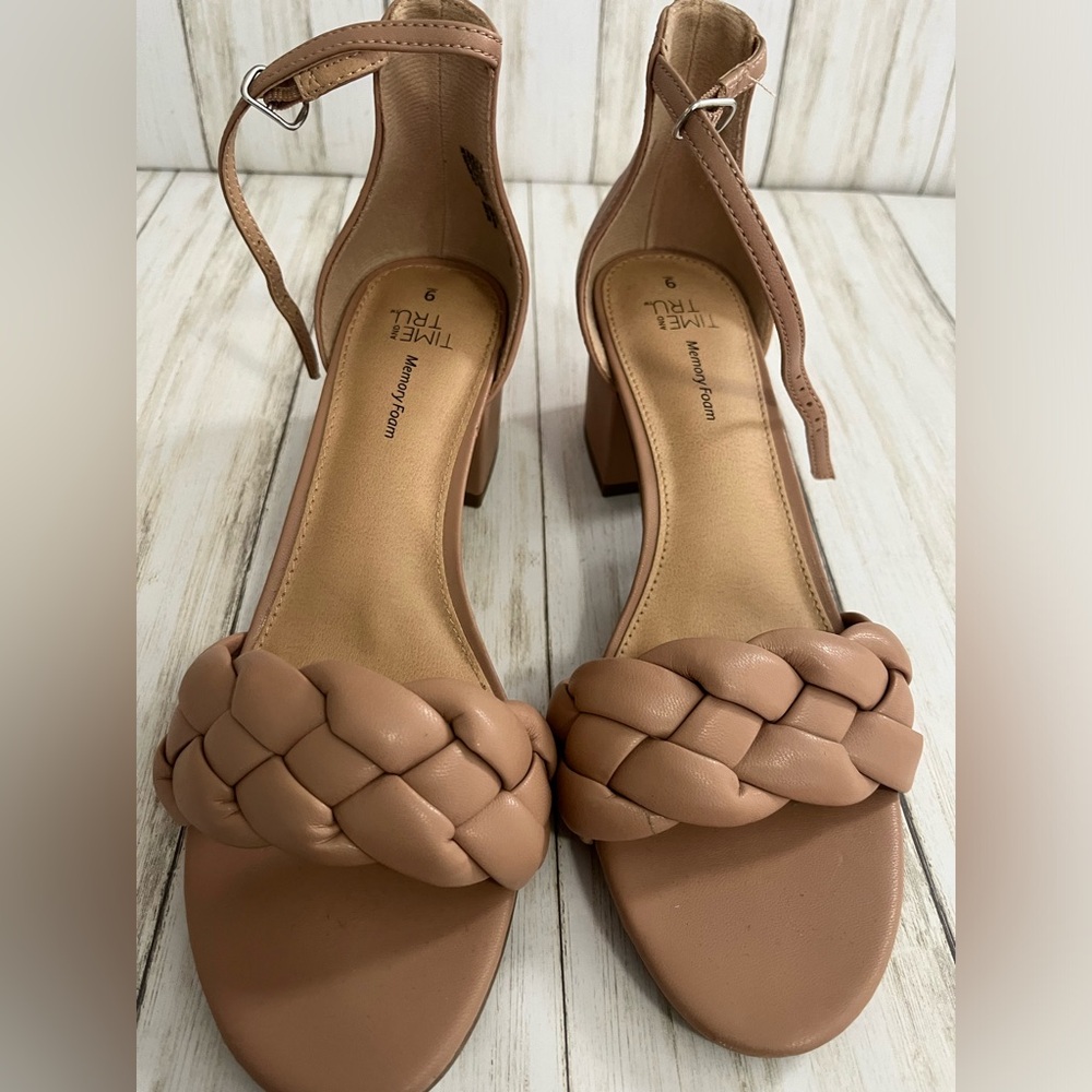 Time and Tru Women’s Braided Low Block Heel Sandals